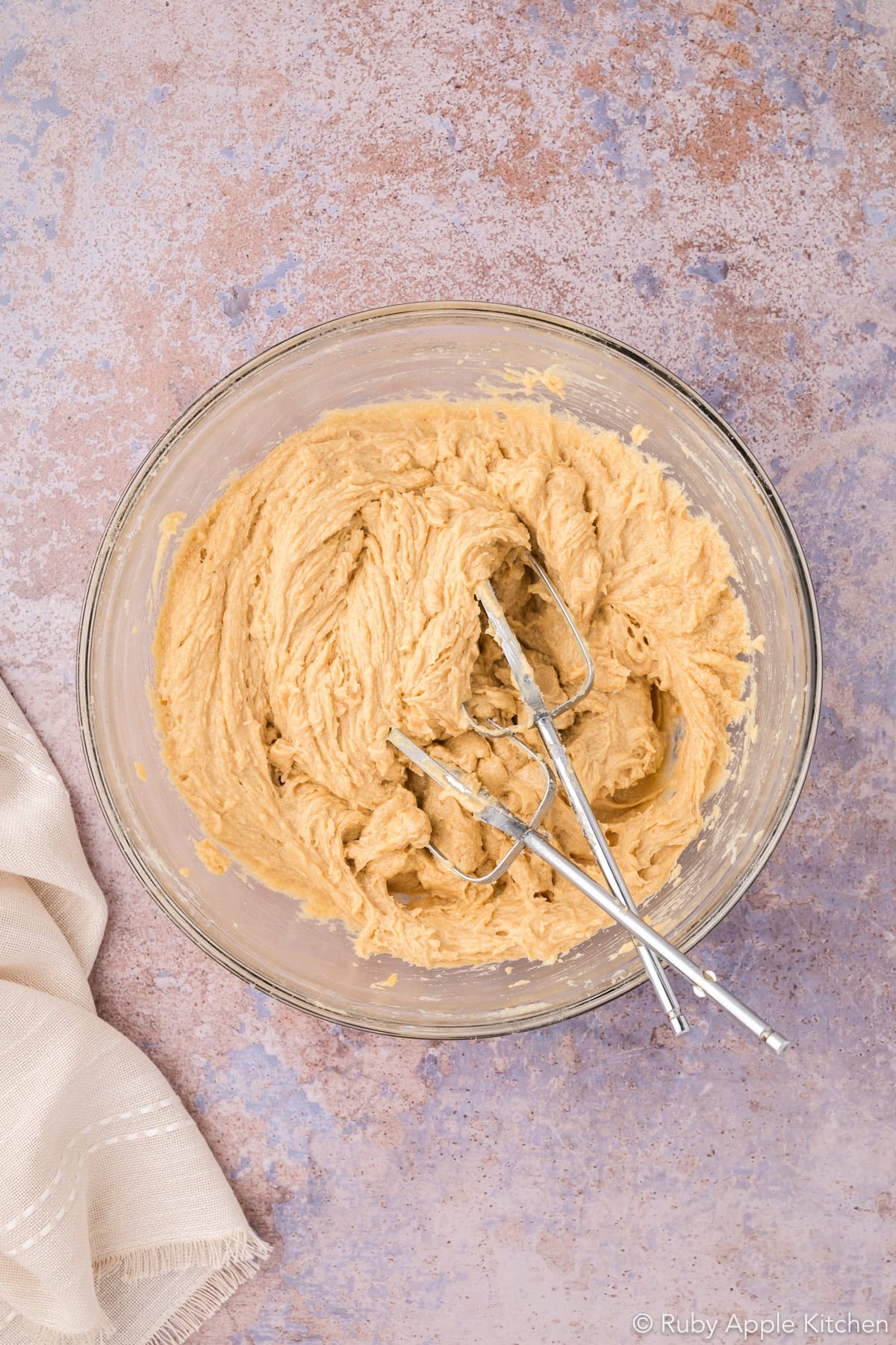 Maple oatmeal cookie mixture in a bowl after the wet ingredients have been combined.